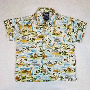Timber Clothing Co. Boys Button Up Shirt Size 2T Short Sleeve Safari Giraffe